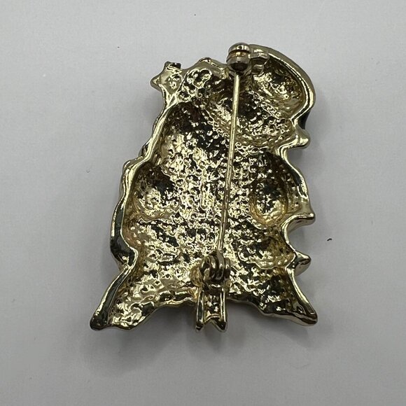 Vintage Snowman Brooch White Green Enamel‎ and Crystal Accent Pin - Picture 2 of 7